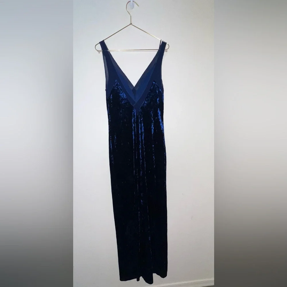 Free People x Lilac Wine Midnight Blue Velvet Maxi Dress